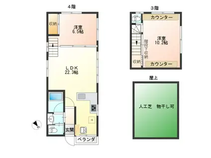 パレス横尾(2LDK/4階)の間取り写真