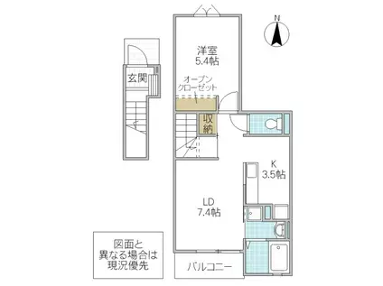 グランジェロ(1LDK/2階)の間取り写真