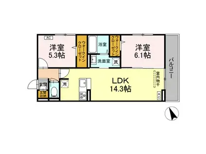 D-ROOM YT(2LDK/3階)の間取り写真