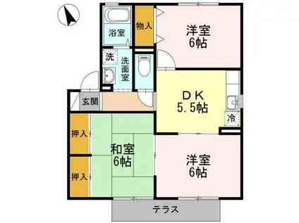 セジュールDX(3DK/1階)の間取り写真