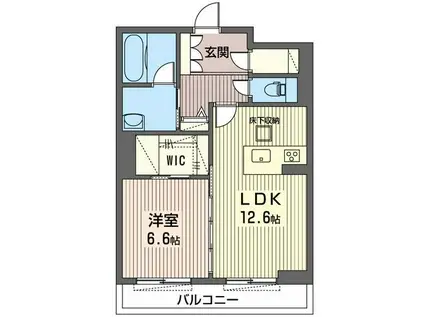ショコラ ルナ(1LDK/1階)の間取り写真