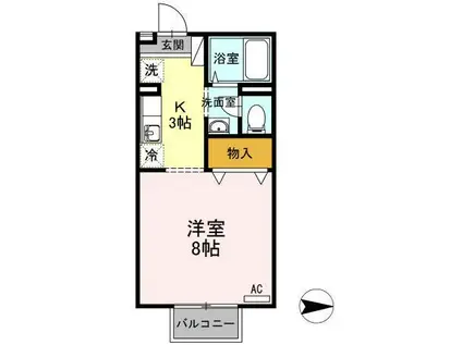 パークハイム西野口(1K/1階)の間取り写真