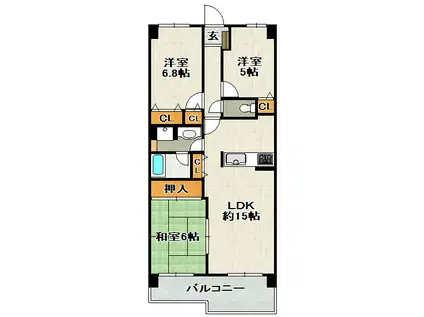 ラ・ビスタ宝塚エスティオⅡ番館(3LDK/11階)の間取り写真