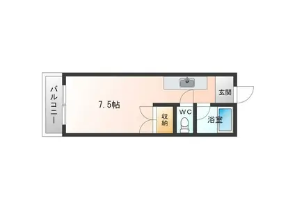 プロスパーヤマシタII(ワンルーム/5階)の間取り写真