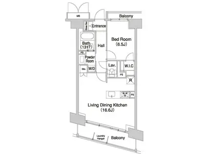コンフォリア芝浦バウハウス(1LDK/8階)の間取り写真