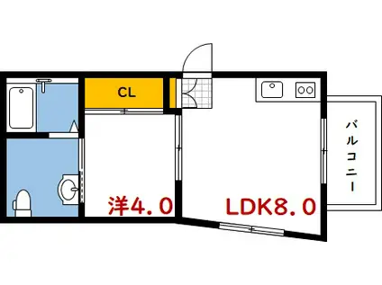 リバティ三篠(1LDK/6階)の間取り写真