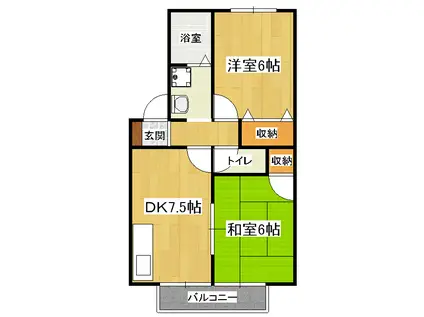 ハイカムール音羽(2DK/2階)の間取り写真