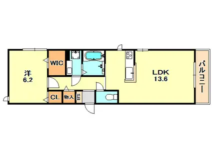 ベルメゾン福田(1LDK/3階)の間取り写真