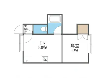 カトレア南郷(1DK/3階)の間取り写真