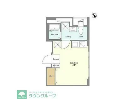 TIME SHARING門前仲町(ワンルーム/2階)の間取り写真