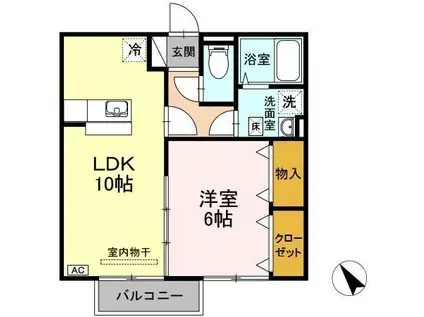 シュプルング黒川 B棟(1LDK/2階)の間取り写真