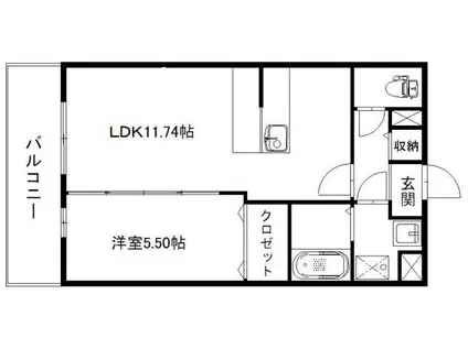 グランソレイユ(1LDK/3階)の間取り写真