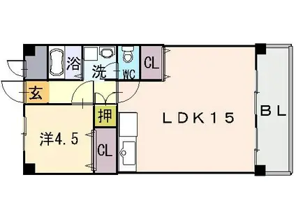 エステマール弥刀(1LDK/2階)の間取り写真