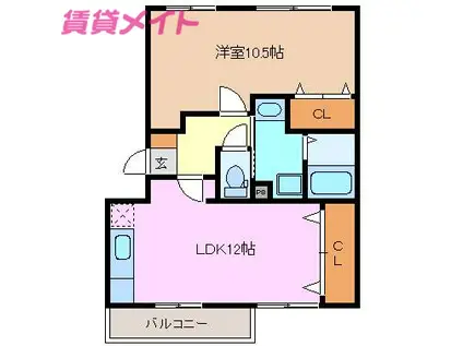 サンフラワーII(1LDK/3階)の間取り写真