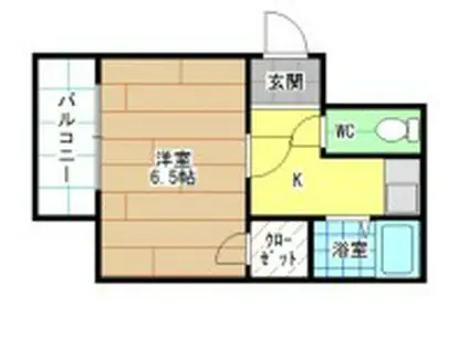フェールブリエ西新A(1K/2階)の間取り写真