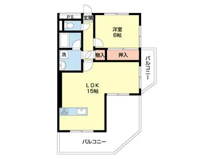 サンハイム砂山(1LDK/6階)の間取り写真