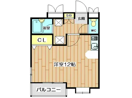 パラッツォ(ワンルーム/1階)の間取り写真