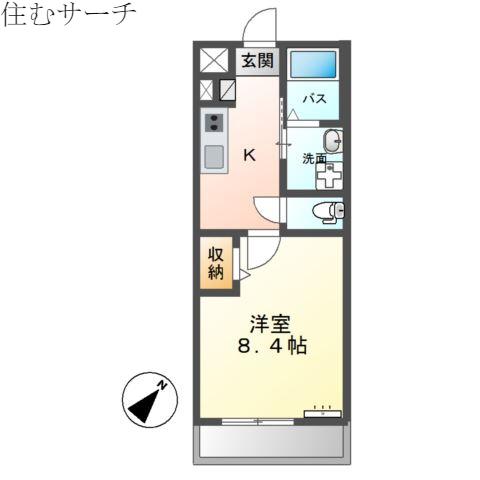 ピュアハウス かすみ(1K/1階)の間取り写真
