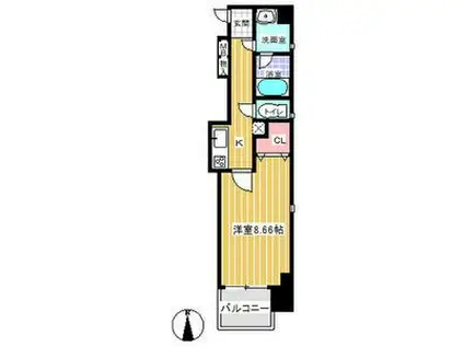 パルティール豊国通(1K/2階)の間取り写真