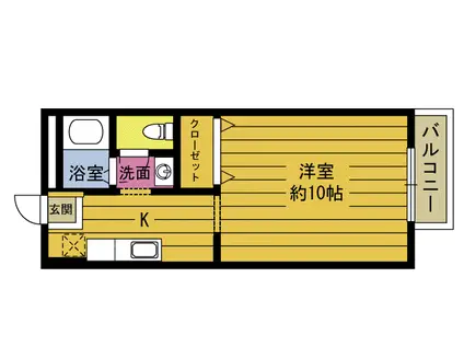 ビーライン陽輝(1K/2階)の間取り写真