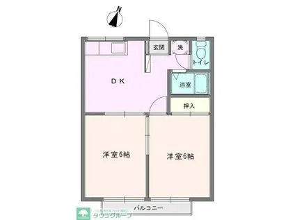 エステートピア翔B(2DK/2階)の間取り写真