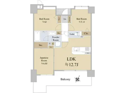 ダイアパレス プライムコート薬院(3LDK/4階)の間取り写真