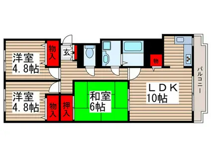サンシティ南行徳III(3LDK/2階)の間取り写真
