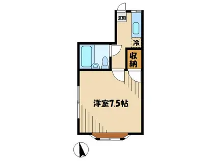 アップルハイツ(1K/2階)の間取り写真