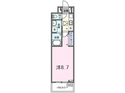 ヒカルサ京都山科大宅(1K/1階)の間取り写真