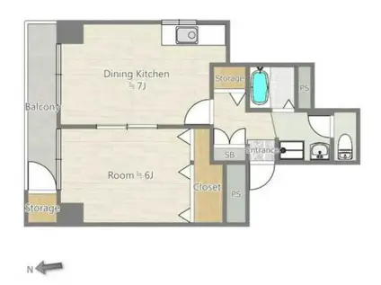 ローザス・フジ(1DK/2階)の間取り写真