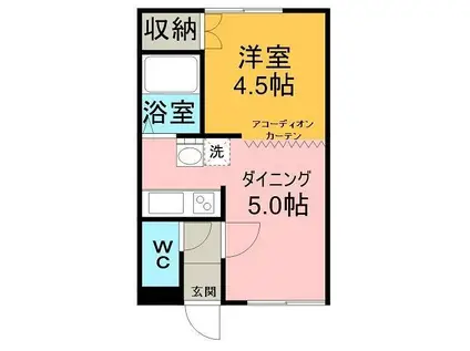 メゾンドギャルソン(1DK/2階)の間取り写真