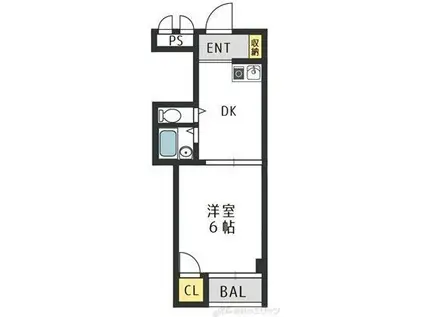 マンション常磐(1DK/1階)の間取り写真