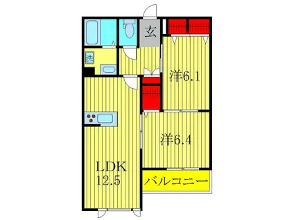 ソフィア エクシード(2LDK/4階)の間取り写真