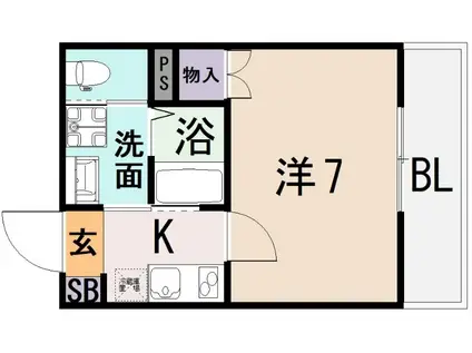 ルナ・ソレイユ近江堂(1K/1階)の間取り写真