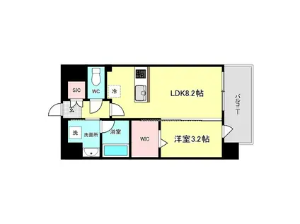 LC九条アルバ(1LDK/12階)の間取り写真