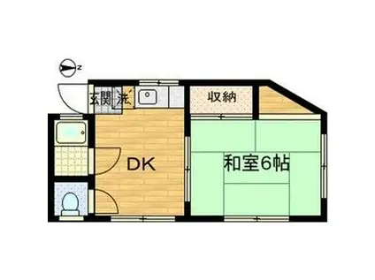 NKビル(1DK/3階)の間取り写真