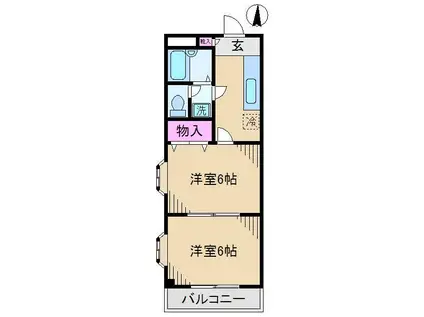 王子北ウィング(2K/2階)の間取り写真