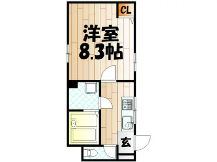 京町プレイスレジデンスII(1K/3階)の間取り写真