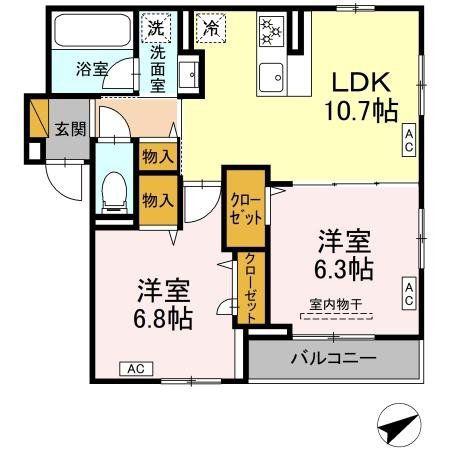 RESI NOIR(2LDK/2階)の間取り写真