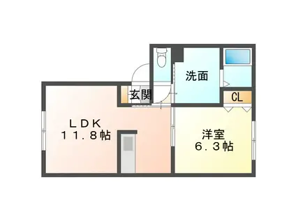 グランドメゾンII(1LDK/1階)の間取り写真