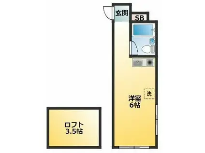 東海ビル(ワンルーム/4階)の間取り写真