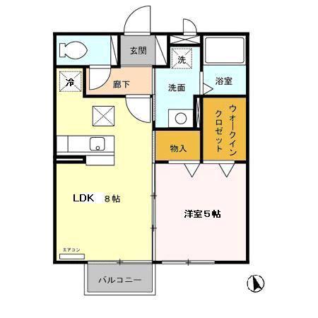 ボナール西多賀(1LDK/1階)の間取り写真