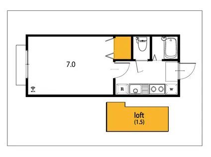 クレイン(1K/1階)の間取り写真