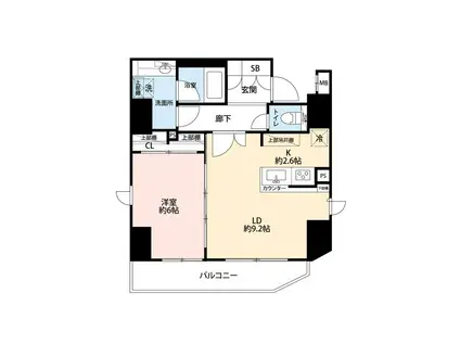 クレイシア五反田駅前(1LDK/13階)の間取り写真