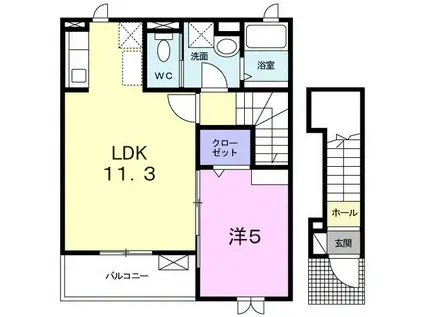 ブリエ長町南(1LDK/2階)の間取り写真