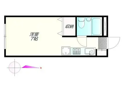 コーポシバタ(ワンルーム/2階)の間取り写真