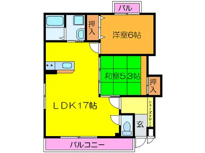 CASA BELLA佐堂(2LDK/2階)の間取り写真