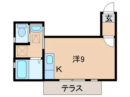 ユースフル(ワンルーム/1階)の間取り写真