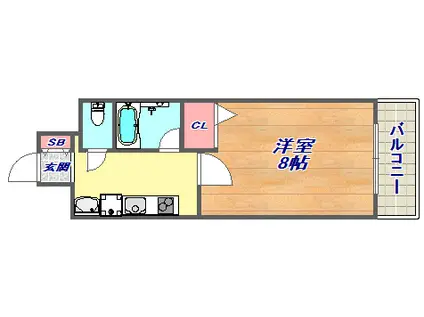 ネオハイム六甲(1K/4階)の間取り写真