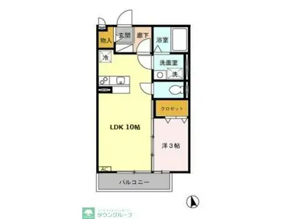 グランシャレ経堂II(1LDK/1階)の間取り写真